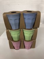 Posten Kerzen im Becher 6 Stück. 2 grün, 2 blau, 2 rosa