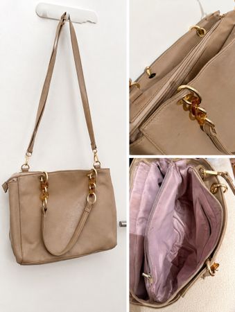 Sac à main beige/nude avec détails dorés – Très bon état