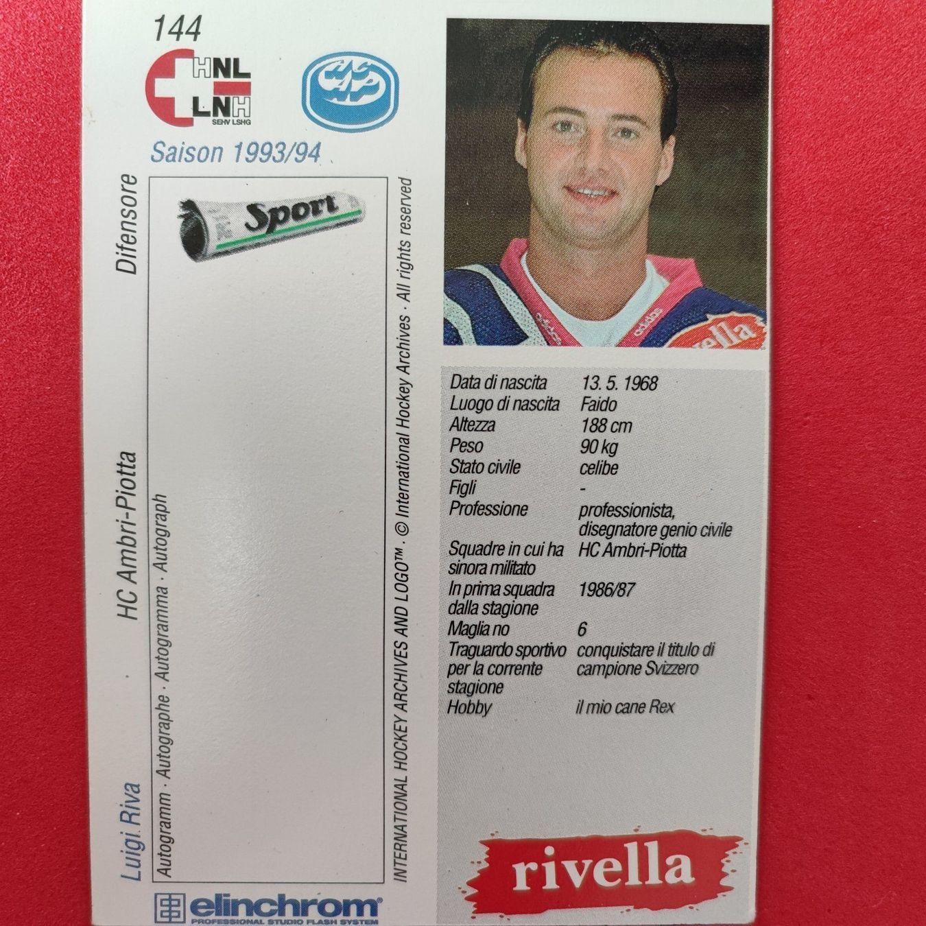 Carte collezionabili: Luigi Riva - HC AMBRI - 1993/94 – Usato da Dübendorf venduto da kb86_MOVIE 1