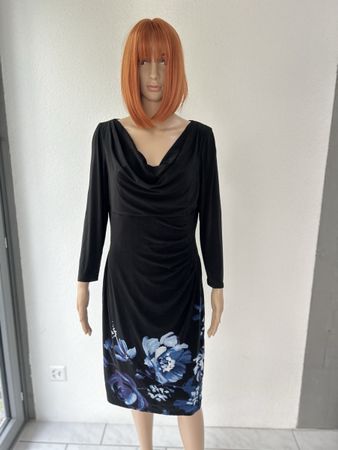 Ralph Lauren Dress Black Floral Print Size 10
