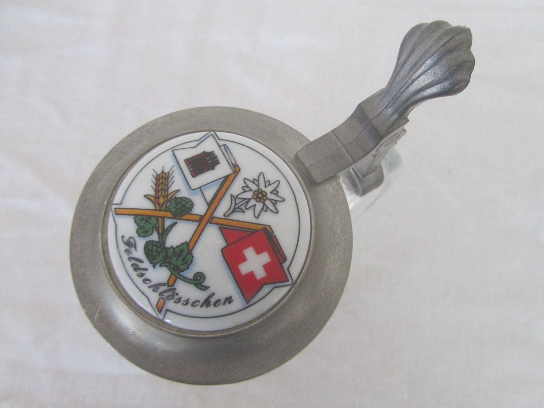 Feldschlösschen Bicchieri: Bierseidel/Bierkrug mit Zinndeckel Feldschlösschen – Usato da Seengen venduto da mikelele 2