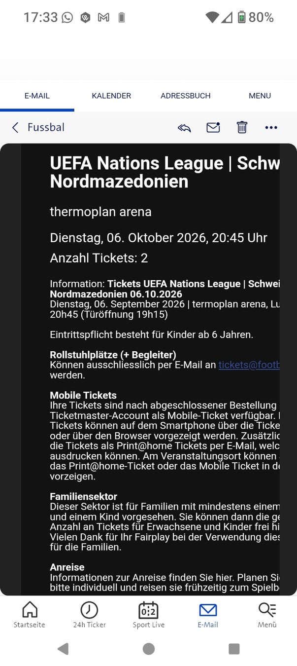 Billets: Fussball Ticket  – Neuf (Voir description) à Zürich par MoeSe