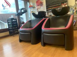 Occasion: 1 Coiffeur-Waschsessel, Top Zustand, Schwarz/Pink