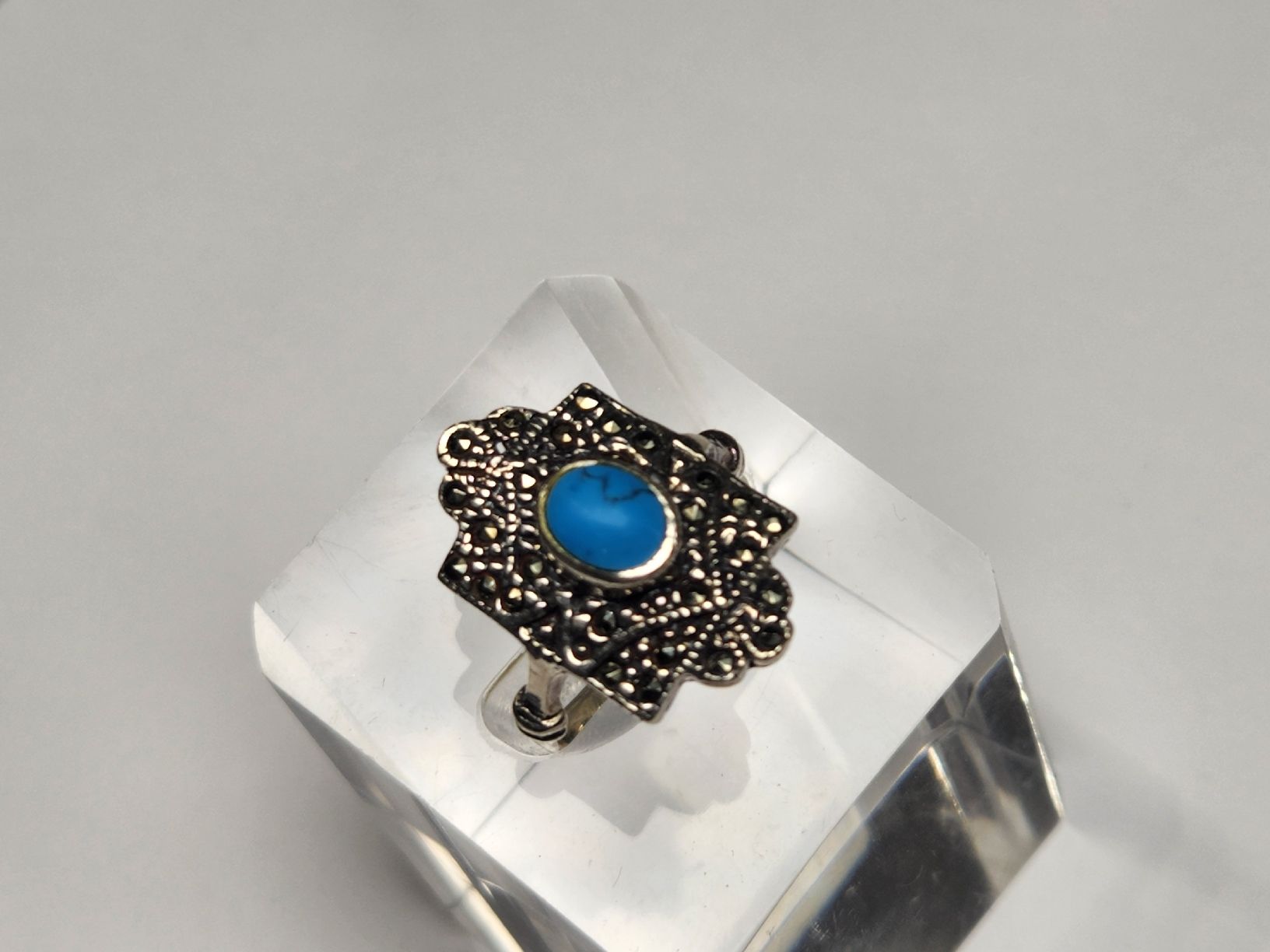 Anelli: Vintage Silber Ring mit Türkis Stein, Grösse 53 – Usato da St. Gallen venduto da GIULESGG 8