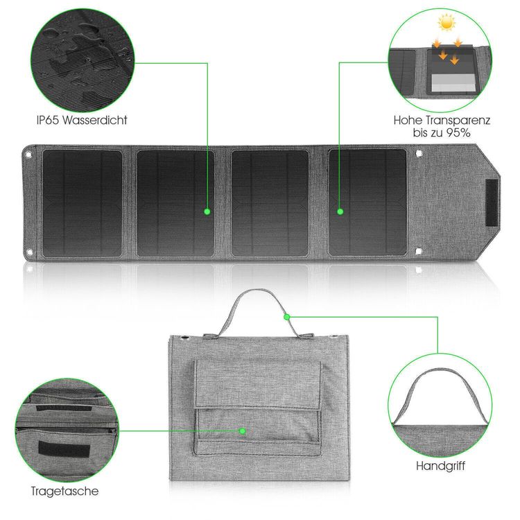Dispositivi a energia solare: 28W Solarpanel Solarmodul Ladegerät Panel Chargeur solaire – Nuovo e nell'imballaggio originale da Arlesheim venduto da Premius_1