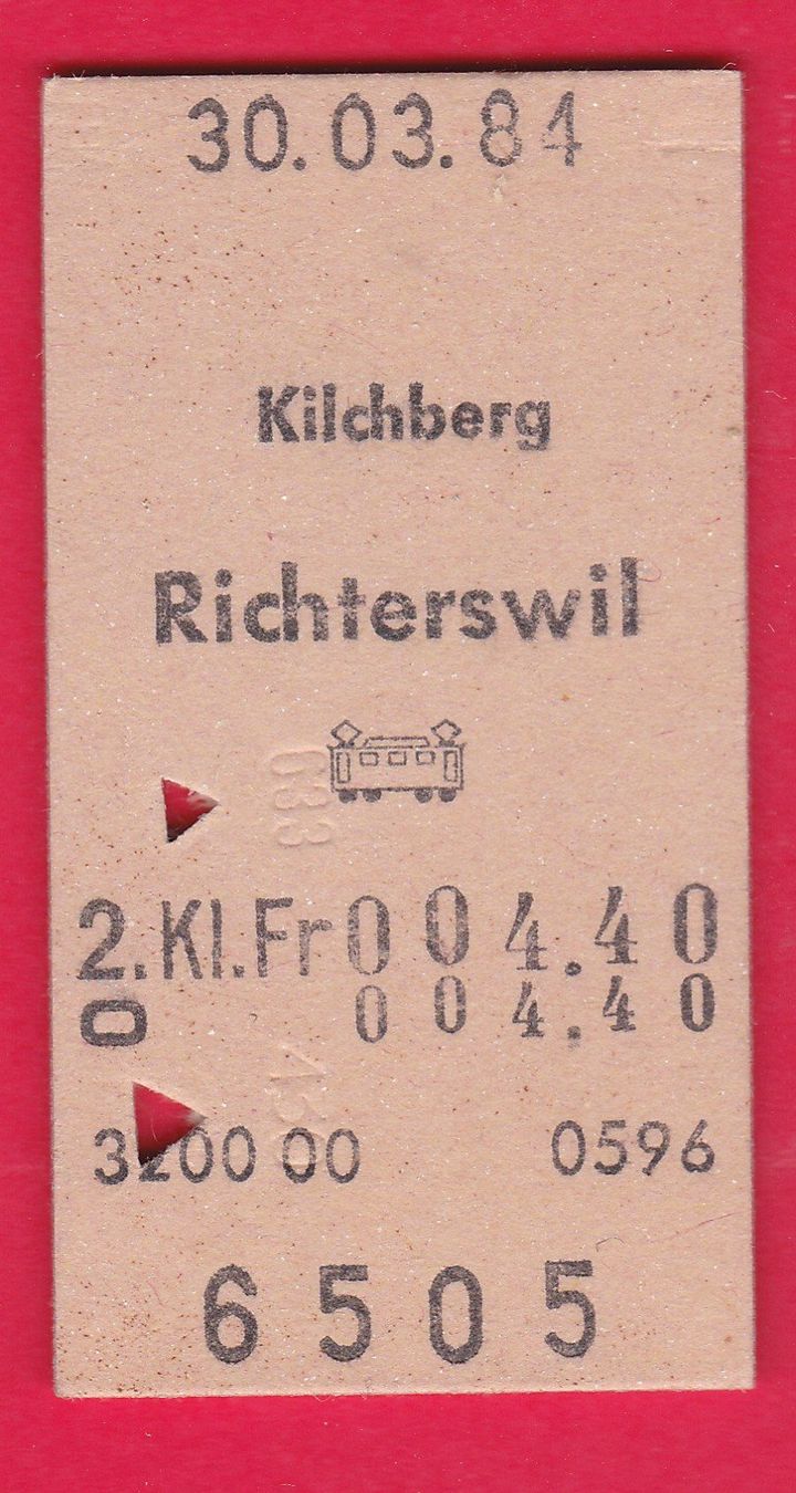 Tickets: KARTON BILLETT, KILCHBERG - RICHTERSWIL, 2.KLASSE, EINFACH – Gebraucht aus Oberrieden von Gebirgsstelze
