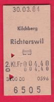 KARTON BILLETT, KILCHBERG - RICHTERSWIL, 2.KLASSE, EINFACH
