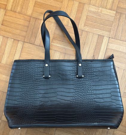 H&M Tasche schwarz Kroko-Optik gross elegant