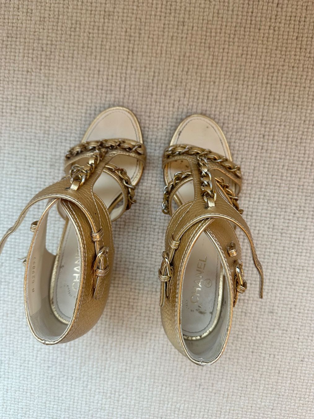 Chanel Scarpe da donna: Sandales Chanel dorées, s.36 – Usato da Genève venduto da bisounours23 3