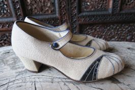 vintage Leinenpumps Grösse 37, antike Kleidung