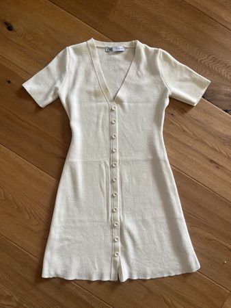 Zara Strickkleid in Creme, Grösse S 