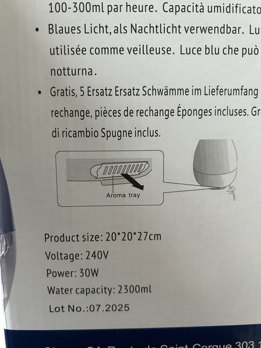 Umidificatori d'aria: Luftbefeuchter Ultrasonic – Nuovo (secondo la descrizione) da Zug venduto da ann_hhj2 3