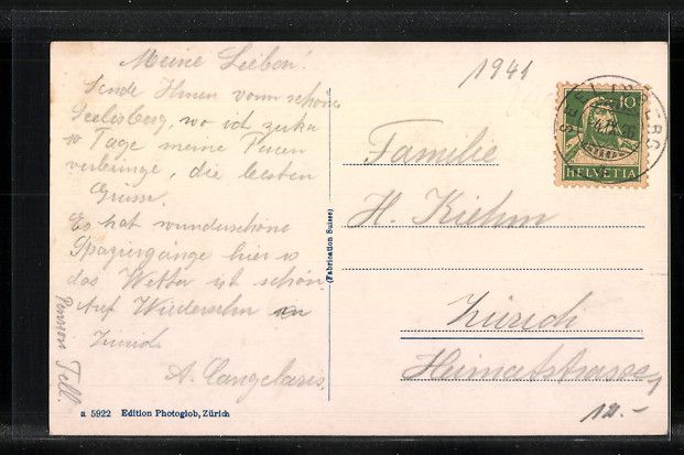 Cartoline postali: AK Seelisberg, Hotel Sonnenberg, 1941 – Usato da Berlin venduto da bartko-reher 1