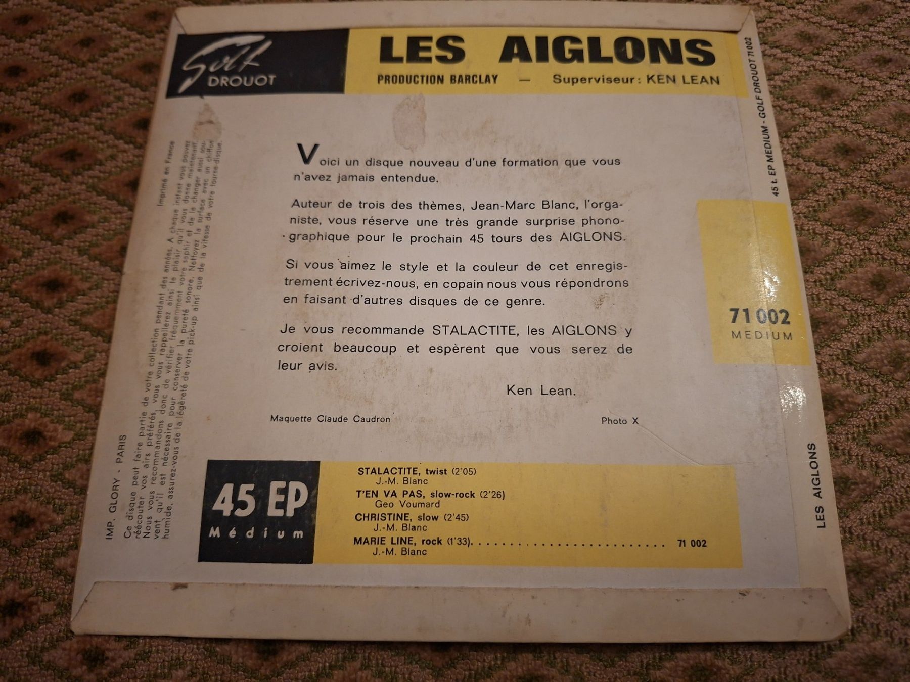 Dischi in vinile: Twist/Surf 7" - Les Aiglons - Stalactite - 1963 – Usato da Bernex venduto da Wannabehasbeen01 1