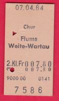 KARTON BILLETT, CHUR - WEITE-WARTAU, 2.KLASSE, EINFACH