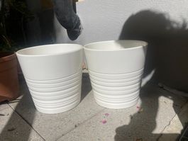 2 IKEA Muskot Übertopf weiss 19 cm Durchmesser gebraucht