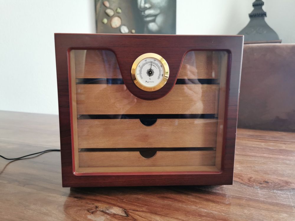 Zigarren-Humidor Für 110 Zigarren - Digitales Hygrometer Mit Zedernholz