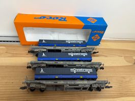 Spur H0 3er Set Roco Novatrans Containerwagen DC