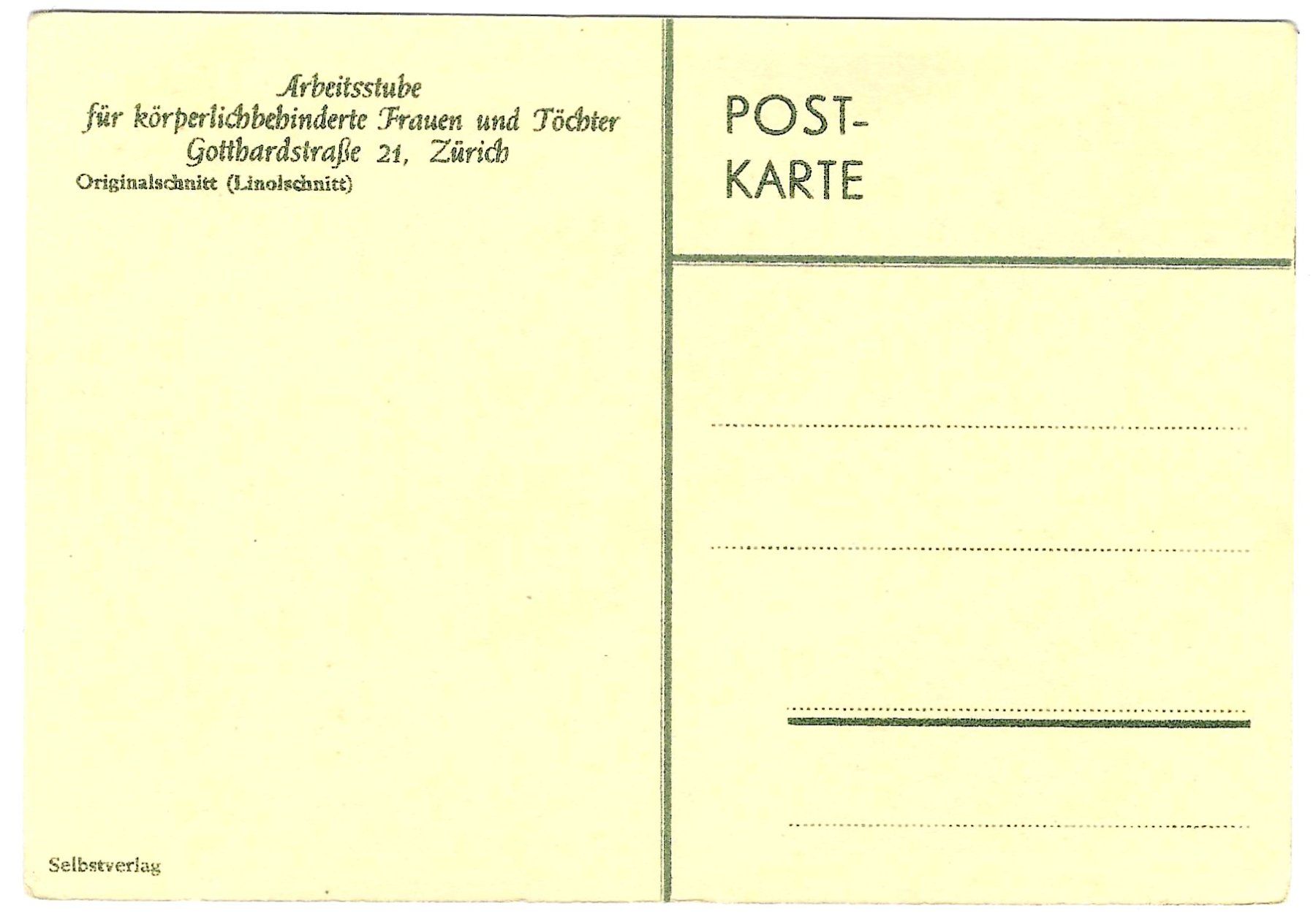 Cartoline postali: Carte postale linogravure env.1936 – Usato da Tavannes venduto da Zitume 1