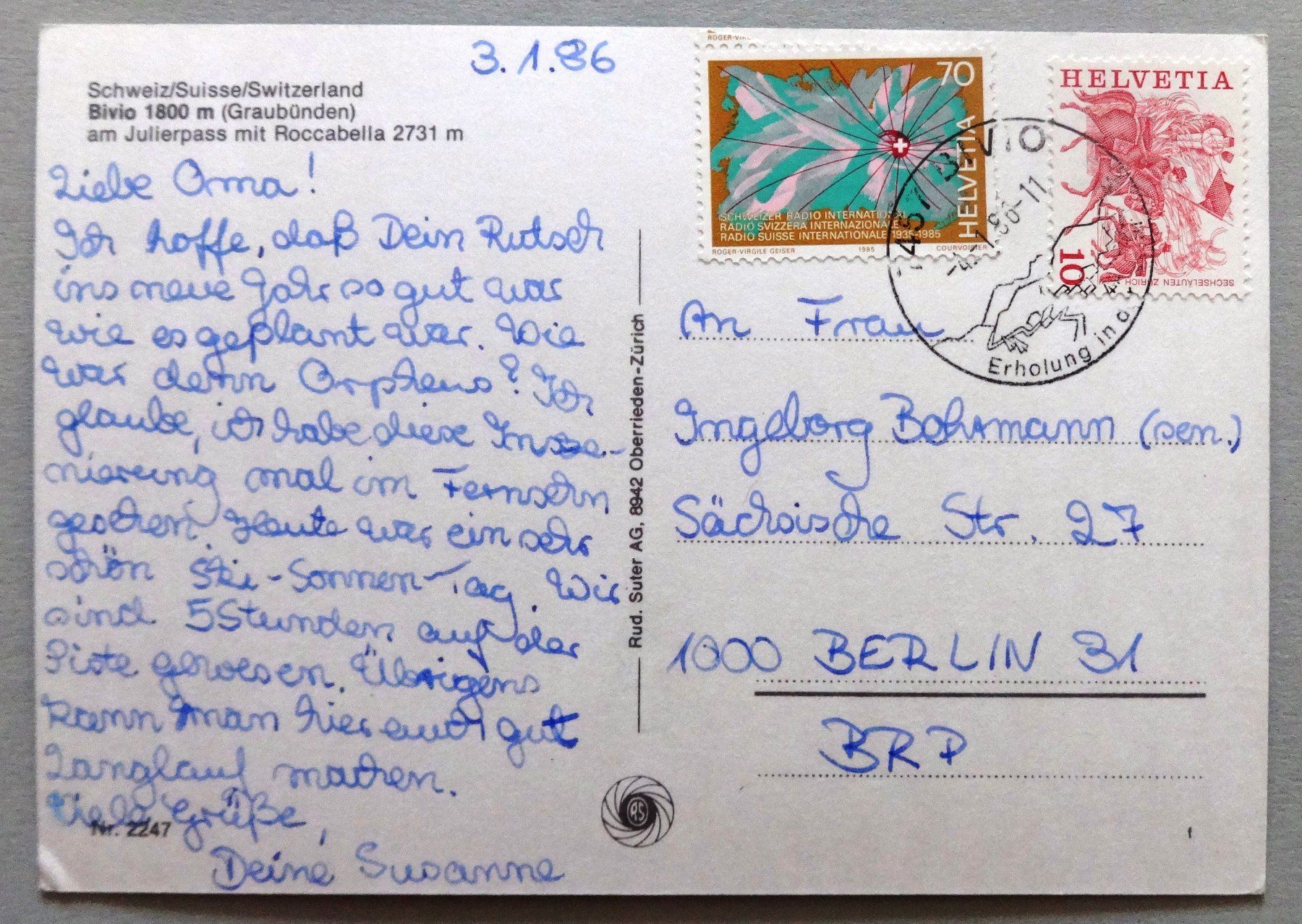 Cartoline postali: Bivio 1800 m am Julierpass – Usato da Fétigny venduto da Billy2miny 1