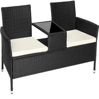 Rattan Gartensitzbank mit Tisch Balkonmöbel Set NORVELIA