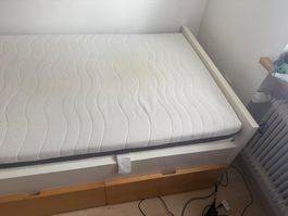 Bettgestell mit Bettkasten und Lattenrost weiss Grösse 90...