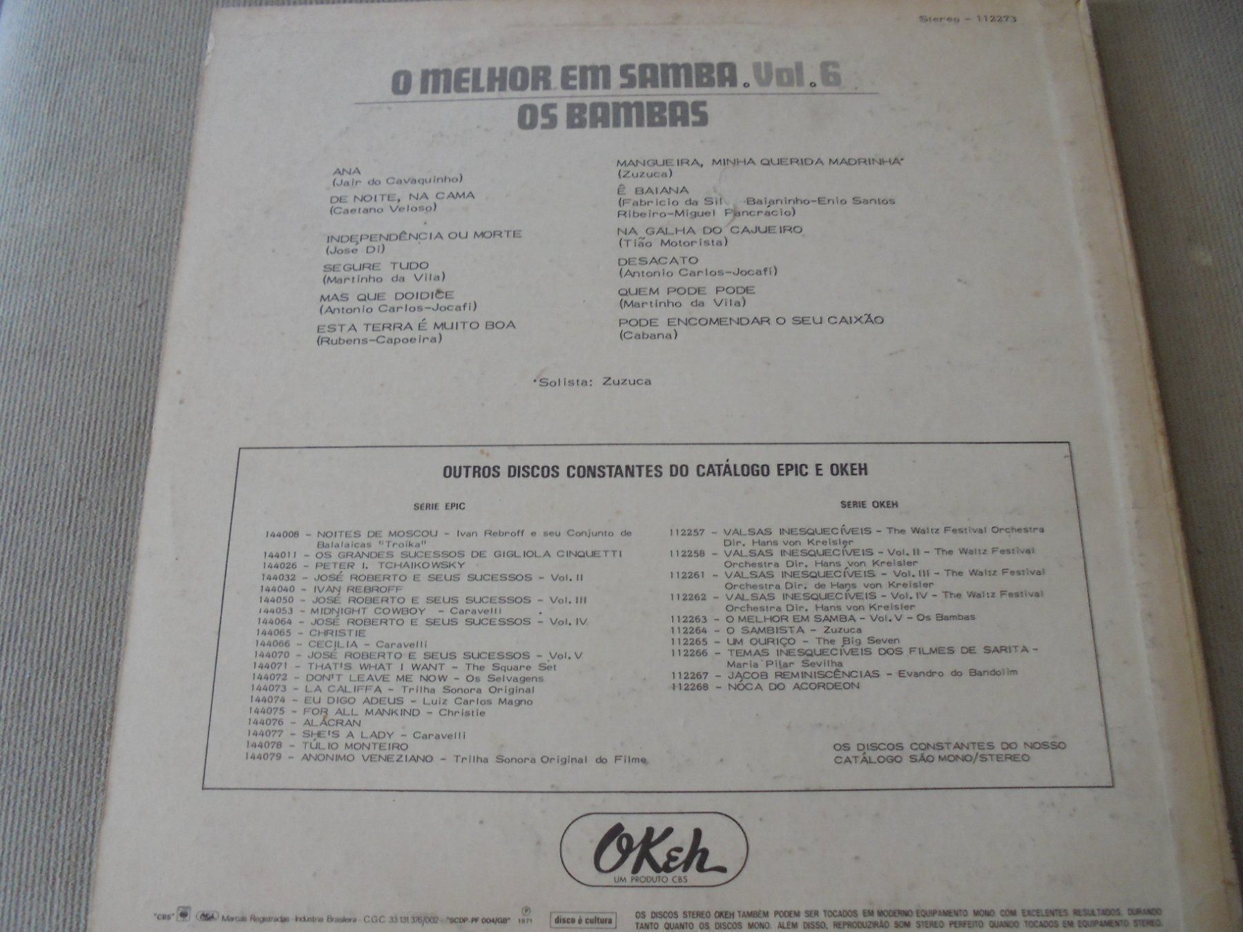 Dischi in vinile: Os Bambas "O Melhor em Samba" LP Brésil 1971 – Usato da Crissier venduto da Promopost 1