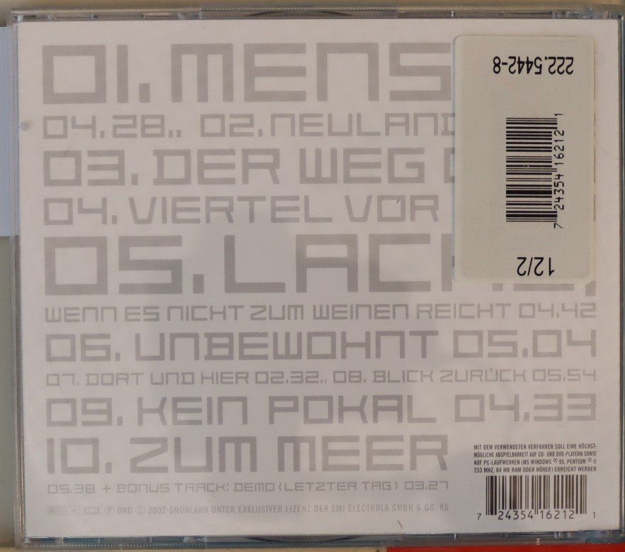 CD: Herbert Grönemeyer – Mensch – Usato da Luzern venduto da CONTENTI 2