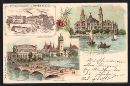 Litho Zürich, Ortspartie mit Bahnhof, T