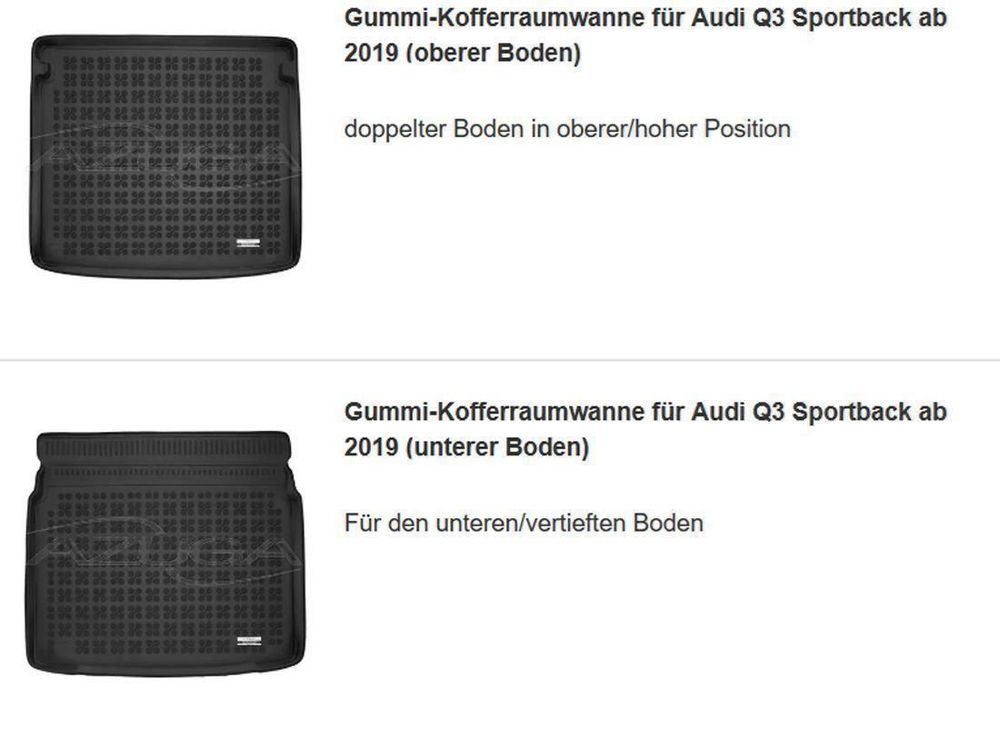 NINQ Kofferraummatte Für Audi Q3 Sportback - Maßgeschneiderter Ladersc​hutz