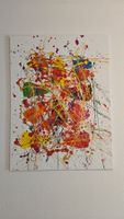 Tableau abstrait moderne, couleurs vives et éclatantes.