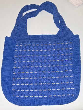 NEU selbst gehäkelte Tasche königs-blau mit Innenfach