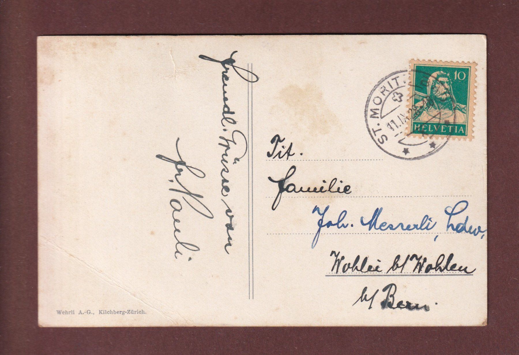 Cartoline postali: ST. MORITZ-BAD - Piz Corvatsch - 1928 – Usato da Pully venduto da nicecards-shop 1