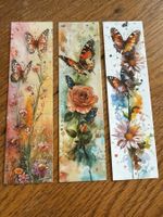 3x Lesezeichen-Buchzeichen-Schmetterlingsgarten-Blume-Freude