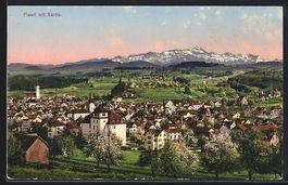 AK Flawil, Teilansicht mit Säntis, 1921