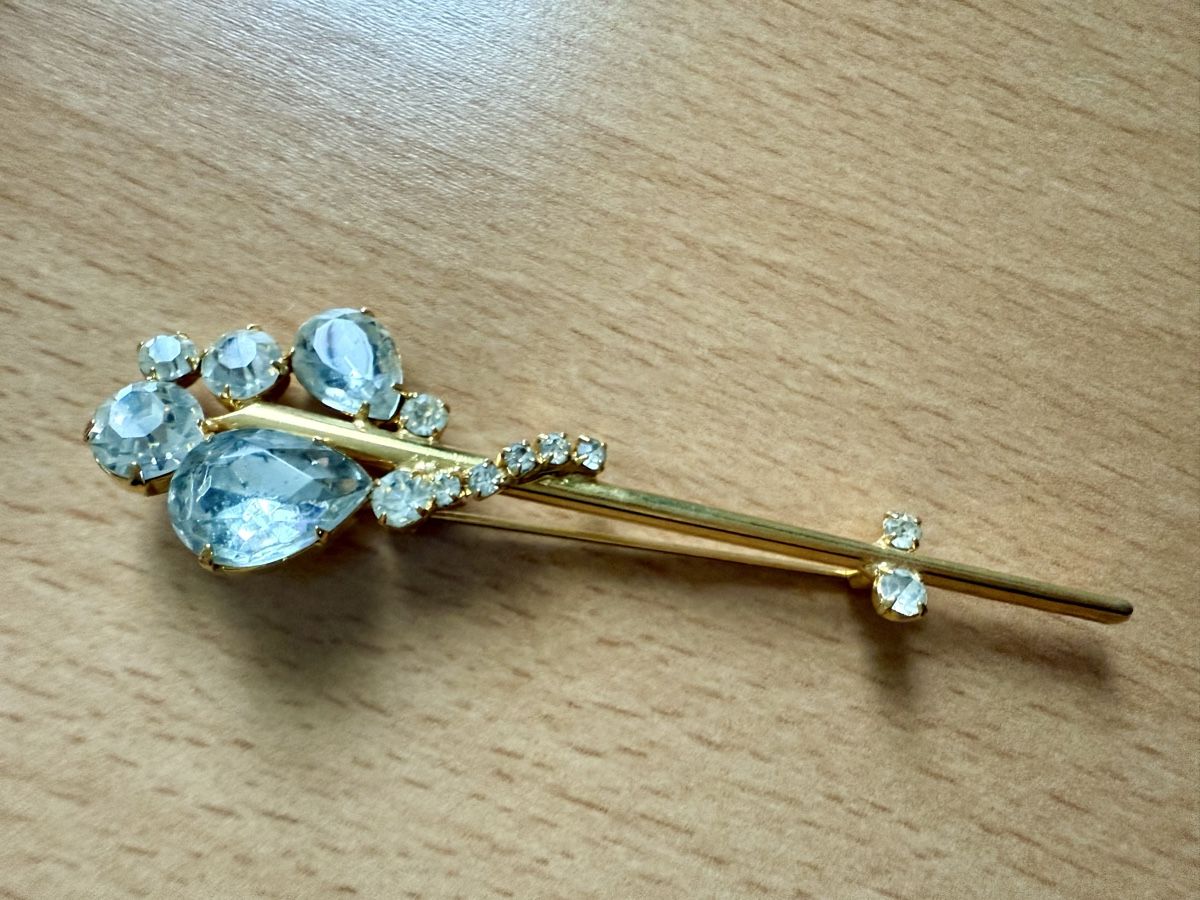 Spille & Fermagli: Vintage-Gold-Brosche mit Strasssteinen – Usato da Lamone venduto da LaCantinaMagica 5