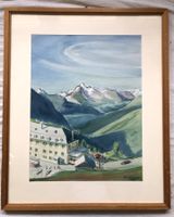 Original Aquarell Simplon-Pass - Hotel Bellevue (1956)
