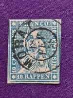 Strubel 1858, 23G, blau Vollstempel MORAT, 18.Fev.1858