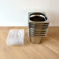 6 × GN-Schale 1/6 Inox 150 mm inkl. Deckel – neuwertig
