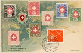 Schweiz  CH -  Briefmarken - Karte      gel. 1952