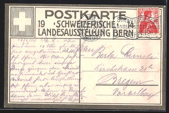 Ansichtskarten: Bern, Schweizerische Landesaustellung 19 – Gebraucht aus Berlin von bartko-reher 1