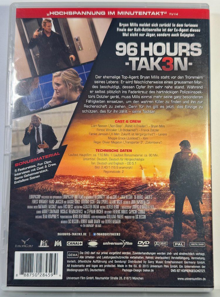 Alle DVDs: DVD 96 HOURS - TAK3N - LIAM NEESON - EXTENDET CUT – Gebraucht aus Wisen von gigisna 2