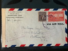 Luftpost Brief von Venezuela 1943 nach Baltimore USA