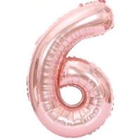 40" XL Metallic Zahlenballon Rose 6 - KOSTENLOSER VERSAND