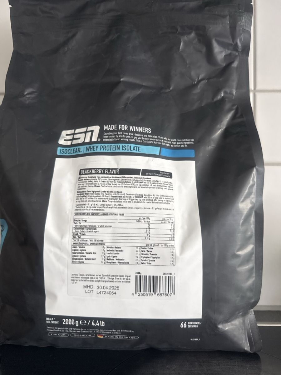 Esn Aliments & Spécialités: ESN Isoclear Whey Protein Isolate Blackberry 2000g NEU – Neuf avec emballage d'origine à Winterthur par sje_lks5 1