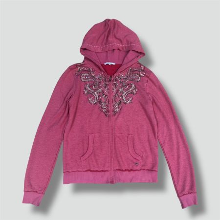 Miss Me rhinestones Y2K zip-up hoodie vintage cottage core