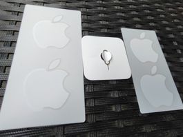 Apple-Set Sticker 4x und öffner für Sim