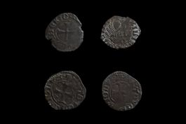 Mittelalterliche Silbermünzen 4x Tornesello Venedig
