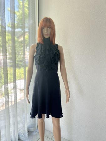 Ralph Lauren navy silk ruffle dress size 0