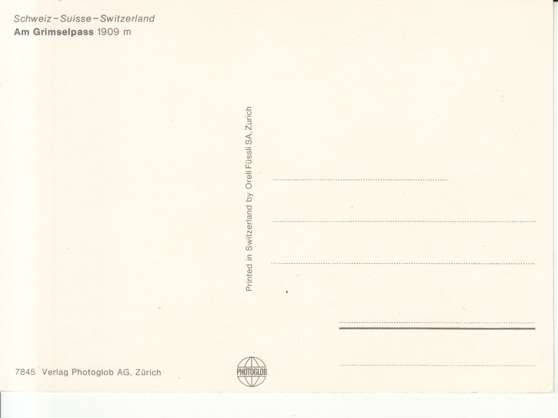 Cartoline postali: Grimselpass ca. 1970 – Usato da Bürglen TG venduto da StampGraf 1